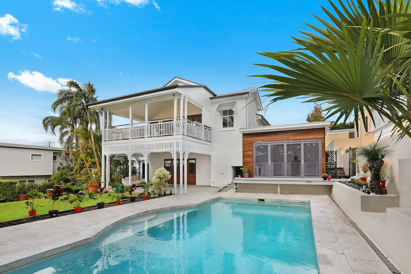 Illustration of a single-family home with a landscaped front yard
